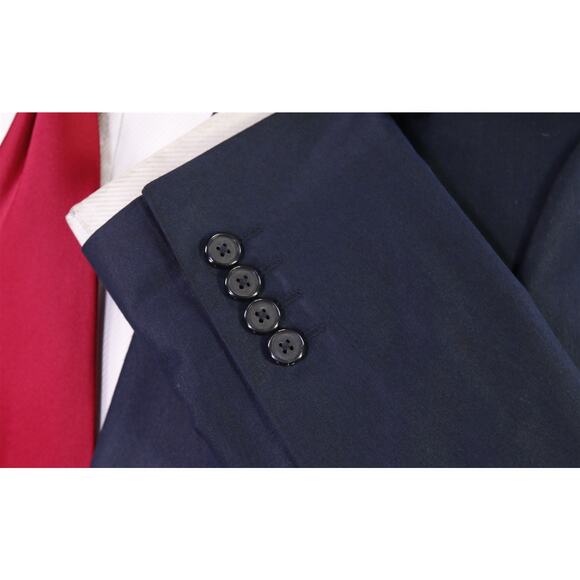 Zara Men's Navy Blue Sharkskin Shiny 2-Btn Slim Fit Suit 38R - Picture 6 of 10